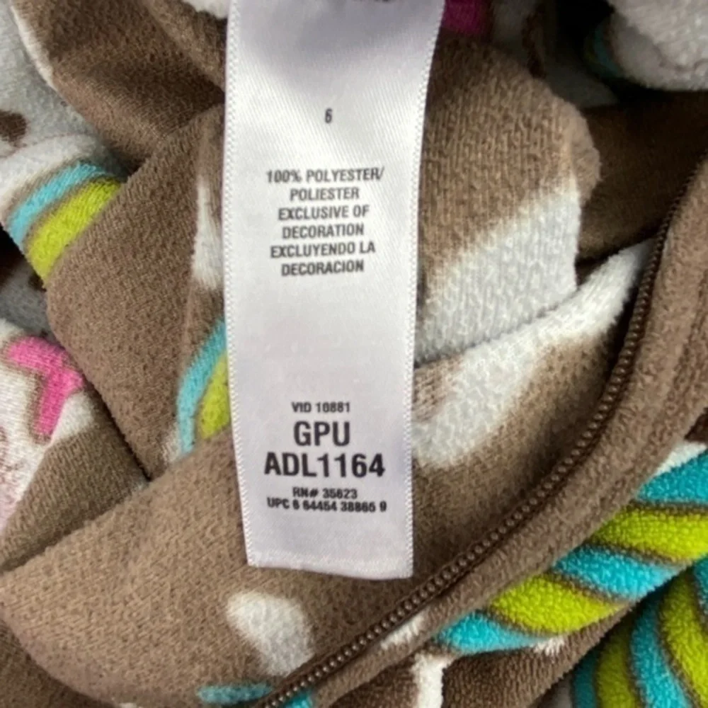 Carters Girls Pajamas Size 6 Fleece Cat Print Zip Up 1 Piece Footless Pajamas